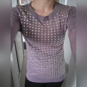 EXPRESS size S Lilac and Gold Stud Scoop Neck Pullover Sweater